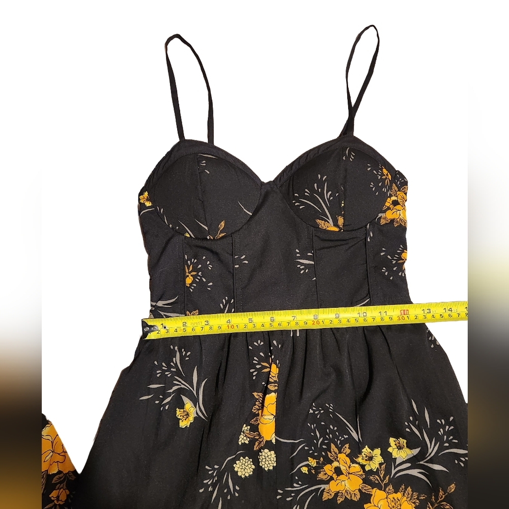 Band of Gypsies Black Floral Sweetheart Corset Wide Leg Jumpsuit Boho Maxi Sz XS - Picture 4 of 8